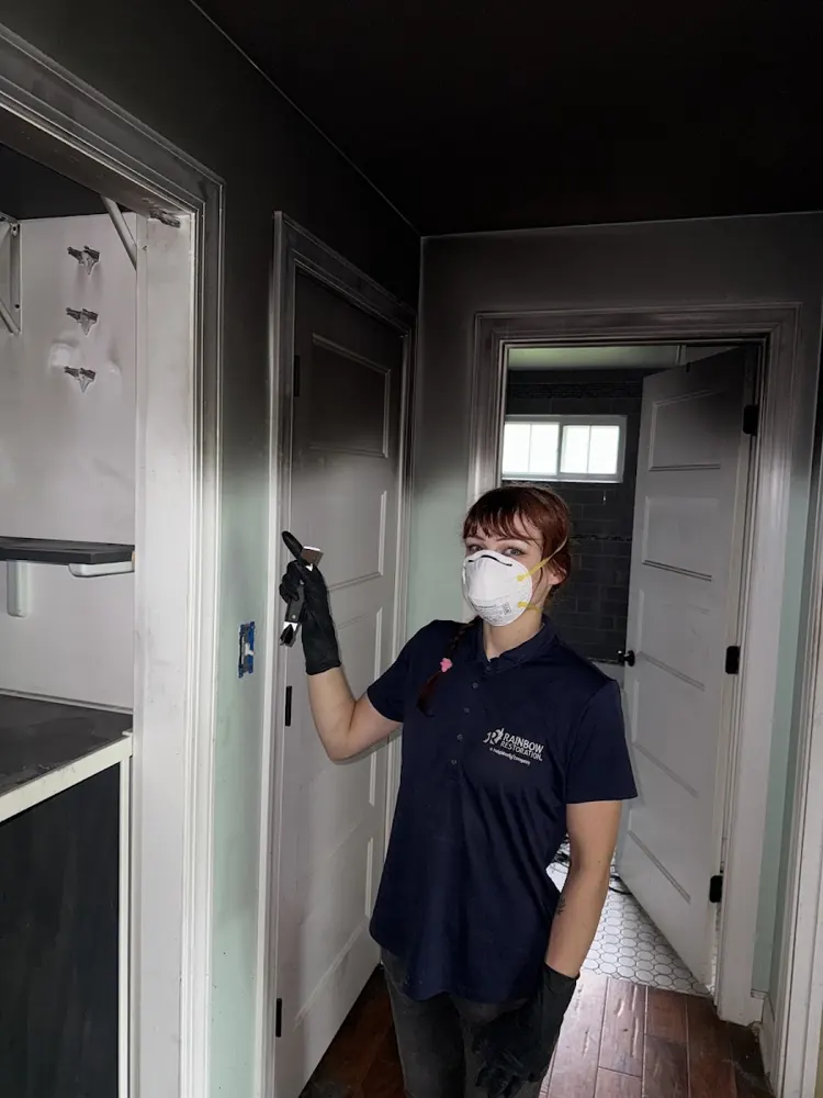 Valley Water & Fire Restoration technician in protective gear on a job in El Cajon